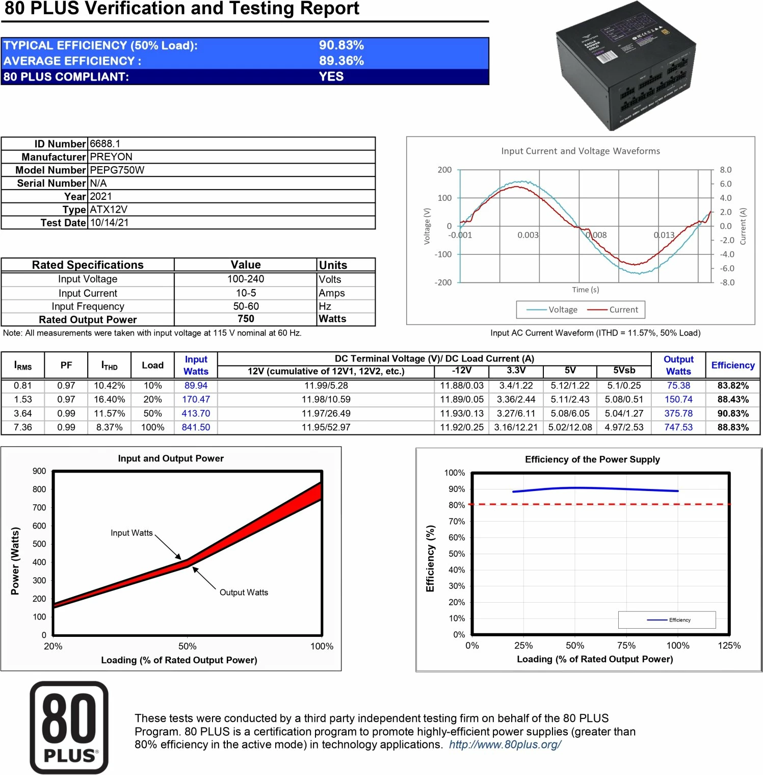 Furnizues rryme (PSU) PREYON Eagle Power GOLD PEPG750W 750W, 80 Plus Gold, full modular, ATX 3.1, PCIe 5.1 16-pin, i zi