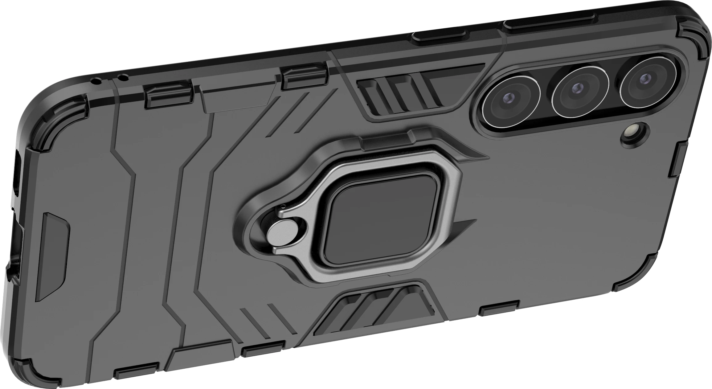 Mbështjellës Hurtel Ring Armor për Samsung Galaxy S23, me unazë metalike, i zi