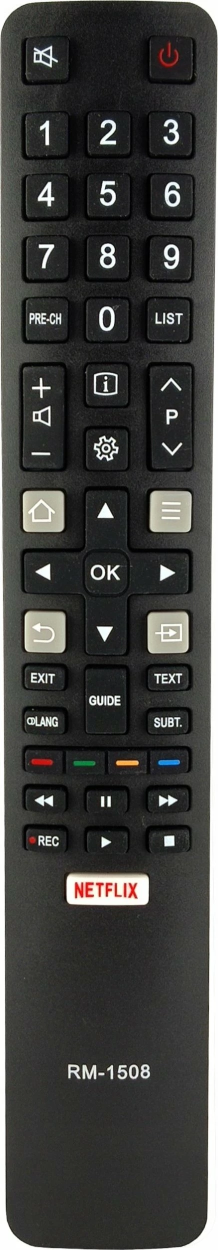 Pilot universal Lamex RM-L1508 për TV Thomson/TCL, IR, Smart/Netflix, i zi, me bateri
