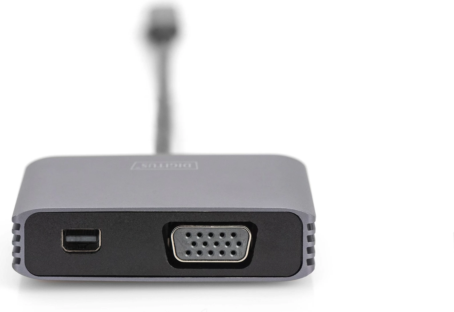 Adapter Digitus mini DP + VGA, 20cm, 4K/30Hz, alumini, argjendtë
