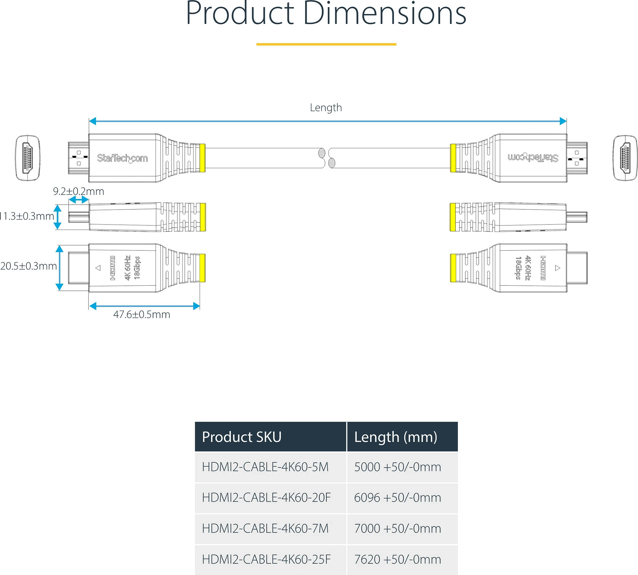 Kabllo HDMI StarTech 7m, HDMI 2.0, 4K@60Hz, 18Gbps, HDR10, ARC, e zezë