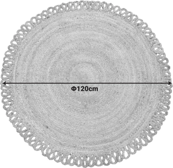 Qilim rrumbullak prej jute, ngjyrë natyrale, Prejo Inart, D120x1cm