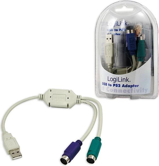 Adapter USB në 2x PS/2 LogiLink, tastierë/maus, gri