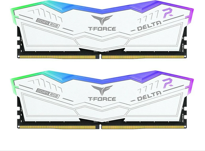 RAM Memorje Team Group T-Force Delta RGB DDR5 32GB (2x16GB) 6400MHz CL32, e bardhë