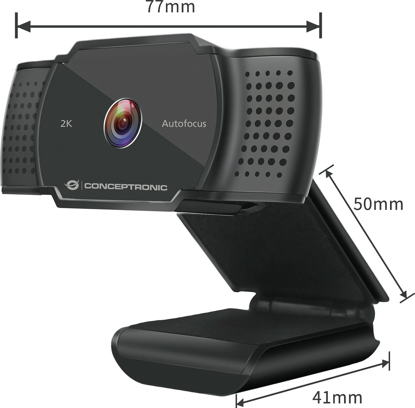 Webkamerë Conceptronic AMDIS 2K, 5MP, Autofokus, USB-A, me Mikrofon, e zezë