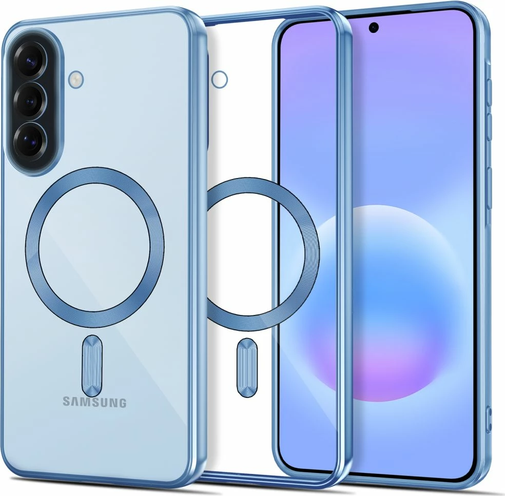 Mbështjellës Tech-Protect MagFlex MagSafe për Samsung Galaxy A57 5G, unazë magnetike, mbrojtje e lentes, 1 copë, Blu transparente