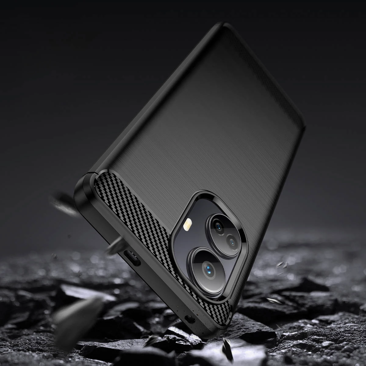 Mbështjellës Hurtel Carbon Case për Realme 10 Pro+, TPU, i zi