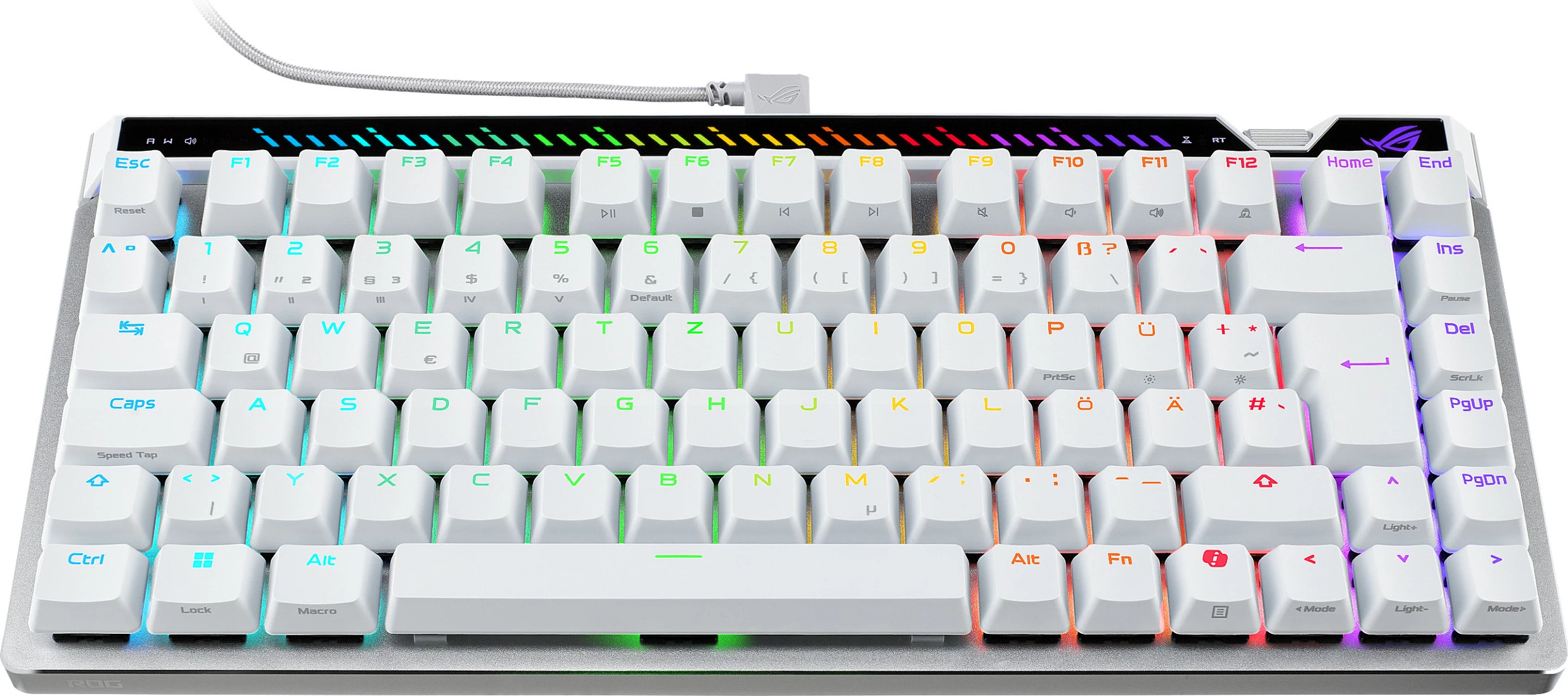 Tastierë gaming ASUS ROG Falchion Ace 75 HE, QWERTZ (DE), switch magnetik ROG HFX V2, RGB, USB-C, e bardhë