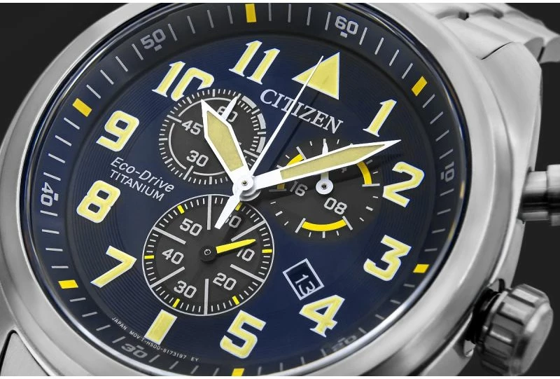 Orë dore për meshkuj Citizen, titanium, e kaltër