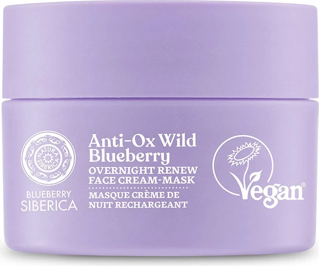 Krem fytyre-masque natë për femra Natura Siberica Blueberry Siberica Vegan Rejuvenating, 50ml