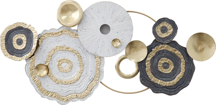 Dekor muri metalik, ngjyrë ari-bardhë-e zezë, 127.5x63x6cm