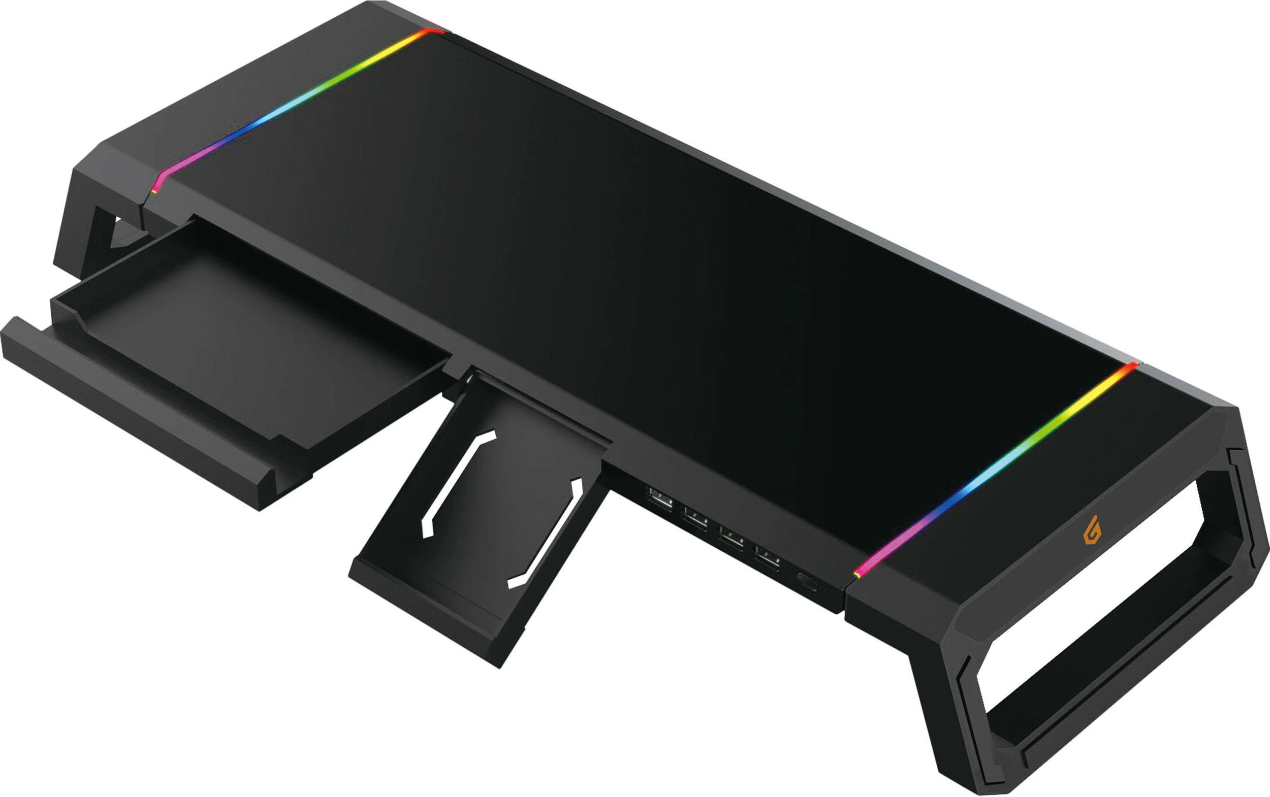 Mbajtës monitori Conceptronic THORNE ERGO, USB hub 4x USB 2.0, RGB LED, 10 kg, i zi