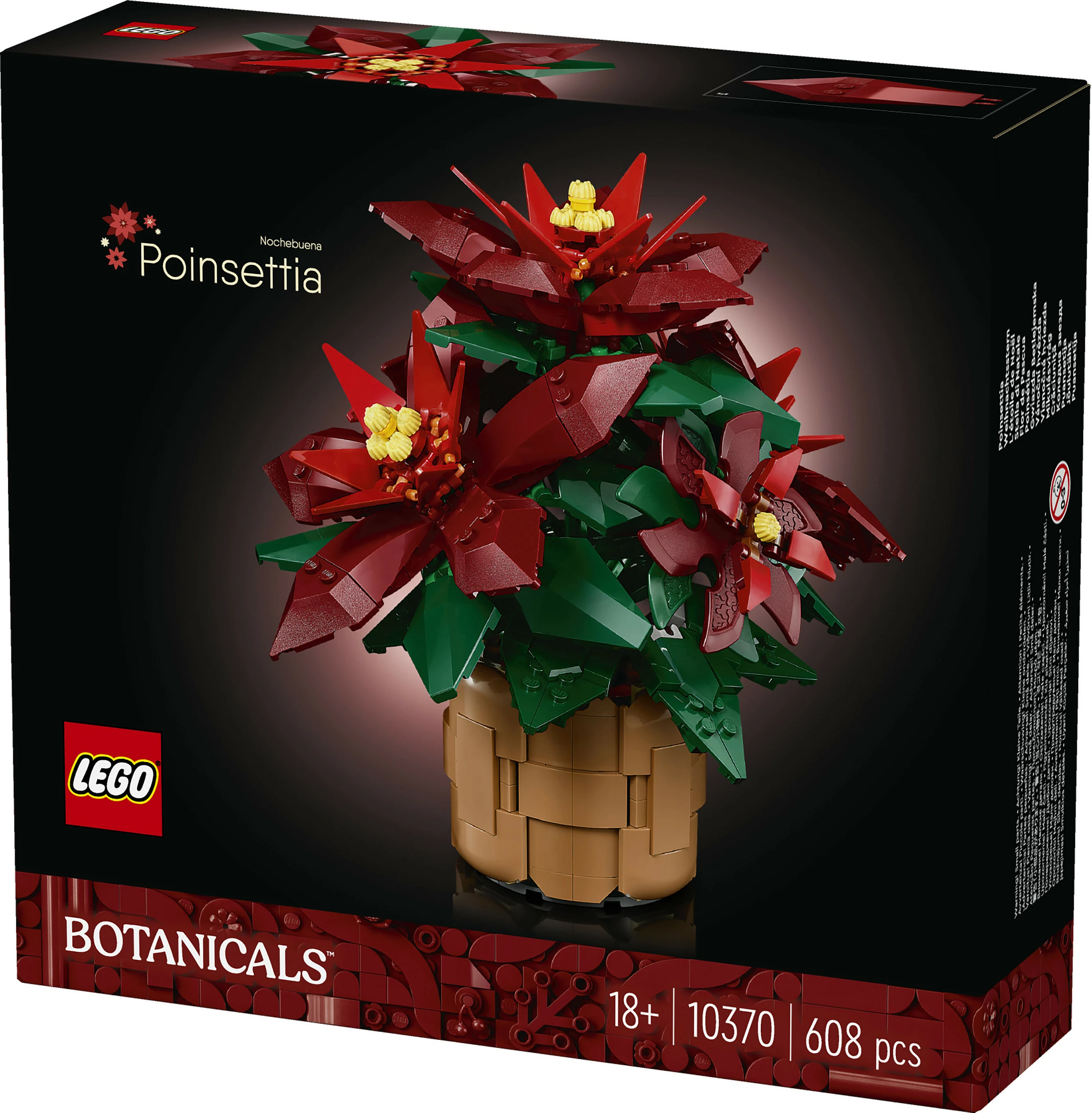 Set ndërtimi LEGO Icons 10370, 608 pjesë, Poinsettia, shumëngjyrësh