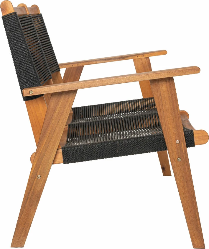 Divan dyvendësh Cavo, litar i zi, dru akacie, 120x72x85