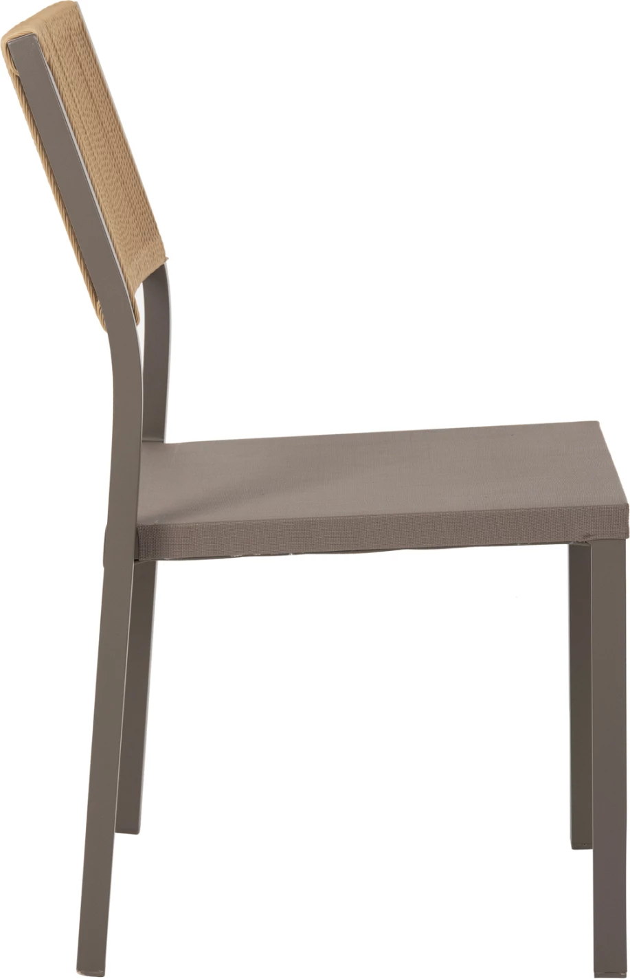 Karrige alumini, kornizë shampanjë dhe tekstil me ratan sintetik bezhë, 46x55.5x83H cm