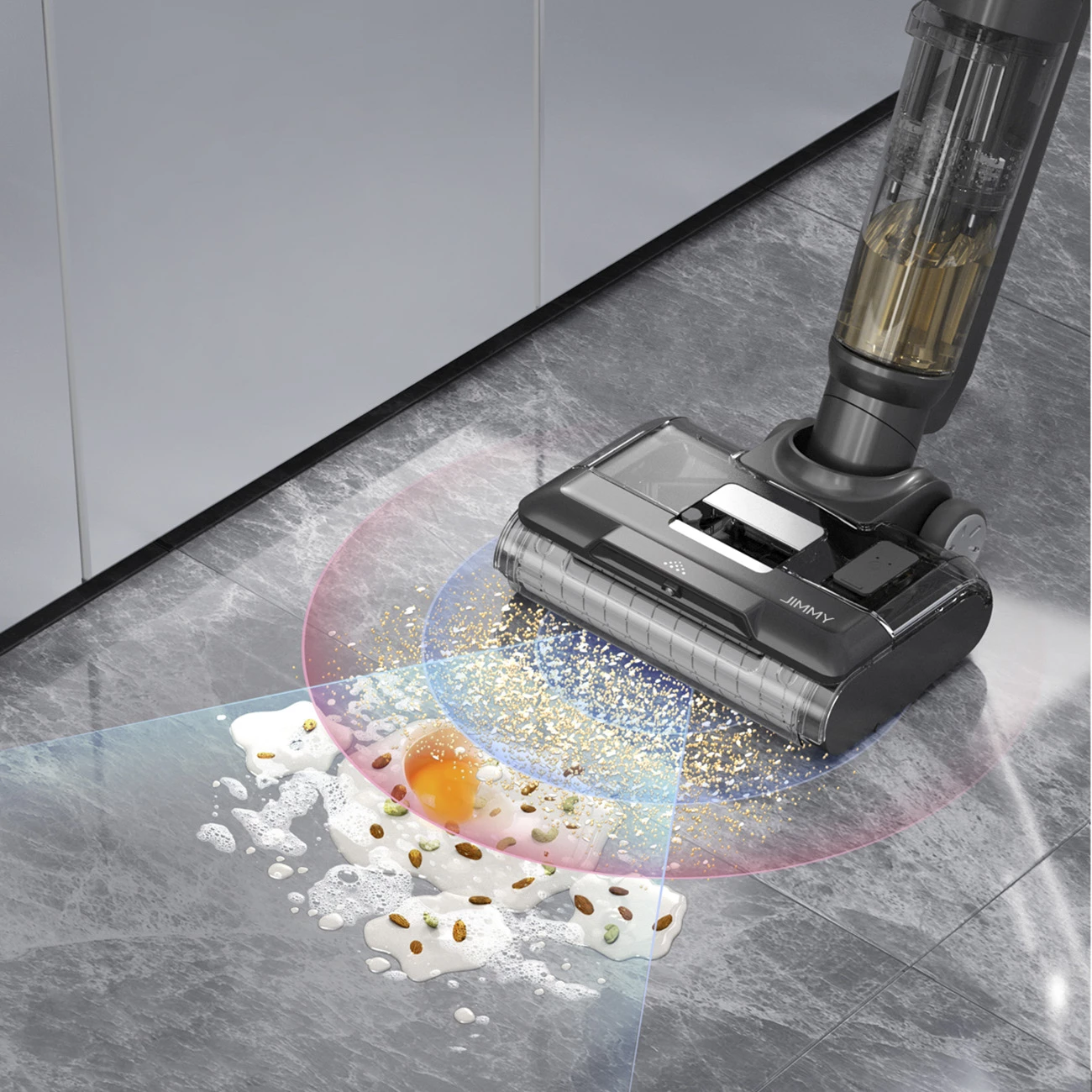 Fshesë me vakum dhe larëse JIMMY HW9, pa kabllo, 21000 mAh, 300 W, e zezë/argjend