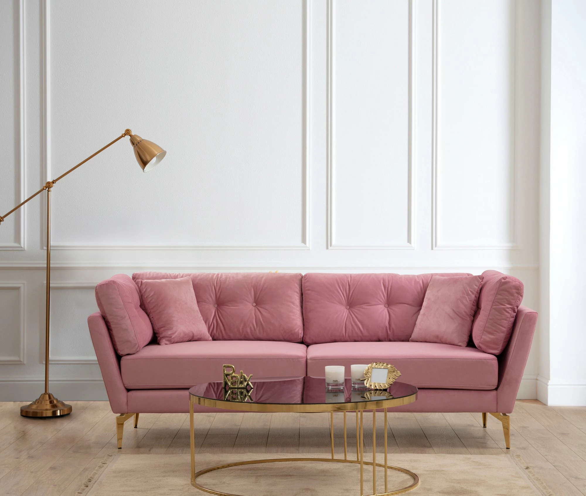 Divan treshe Atelier del Sofa, Mapa, ngjyrë rozë e zbehtë