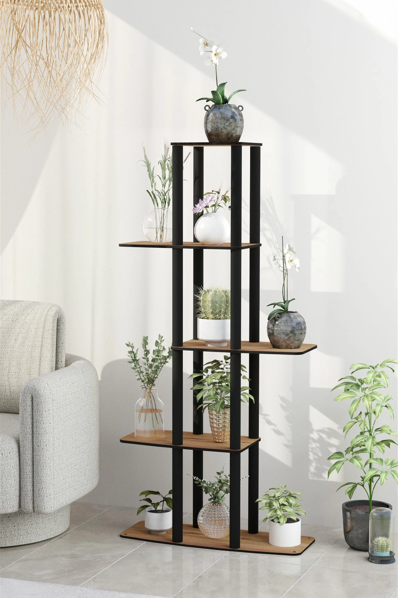 Stendë druri për lule, ngjyrë arre, Skye Decor