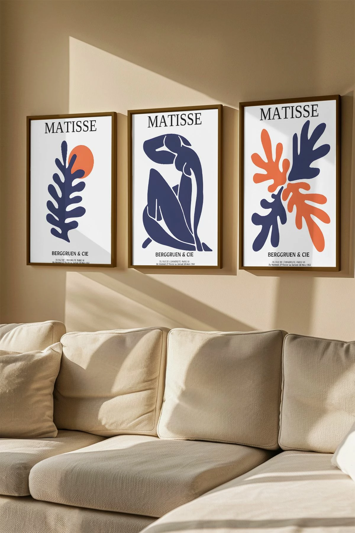 Pikturë dekorative me kornizë (3 copë), Wallity, Artvmodel17-Kahve