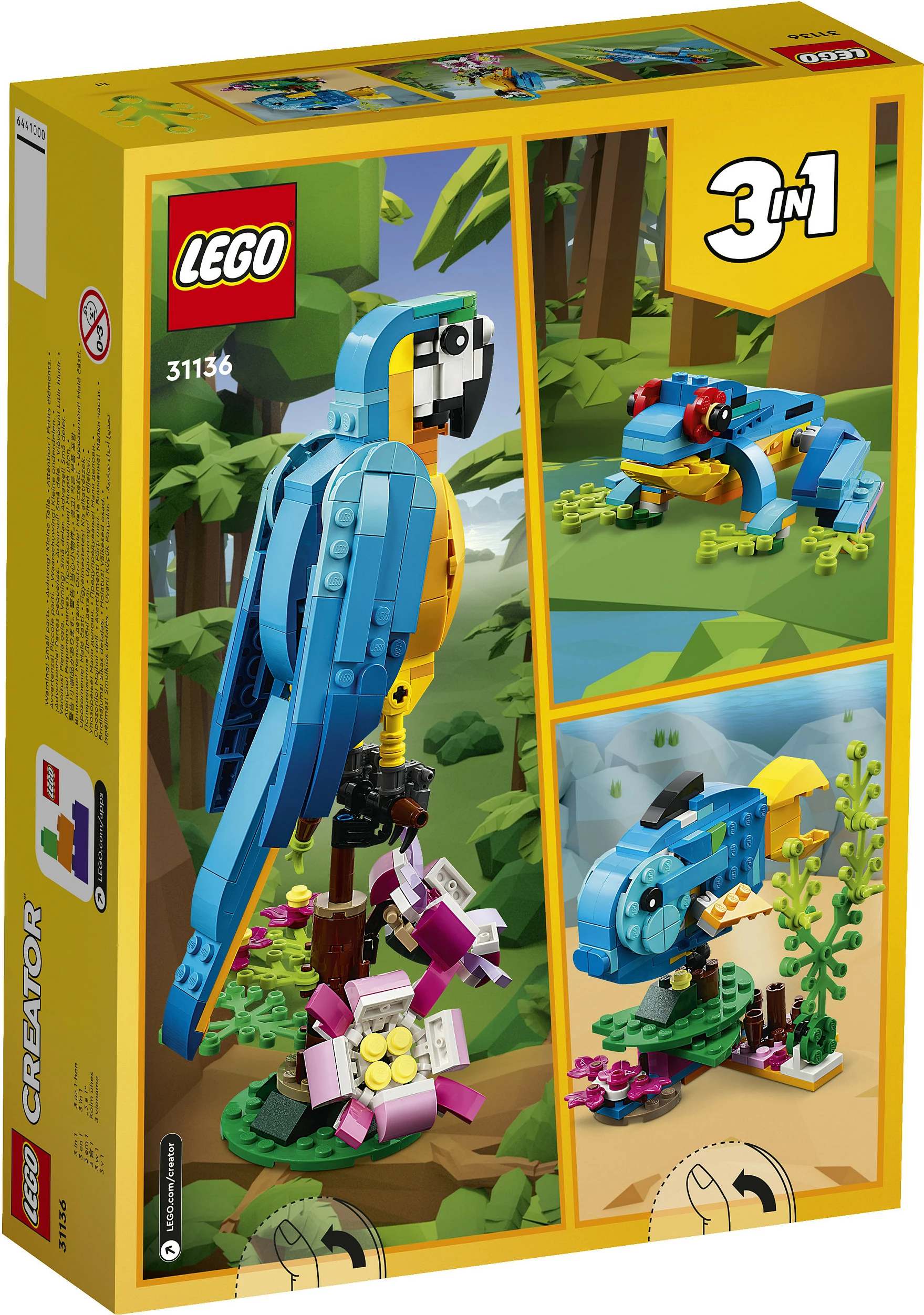 Set ndërtimi LEGO Creator 3-in-1 Papagalli Ekzotik, 253 pjesë, shumëngjyrësh