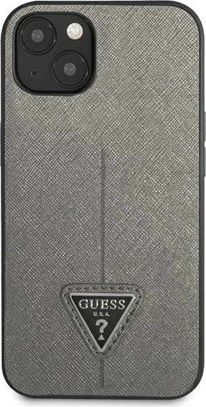 Mbështjellës Guess SaffianoTriangle Logo për iPhone 14 6.1", argjendtë