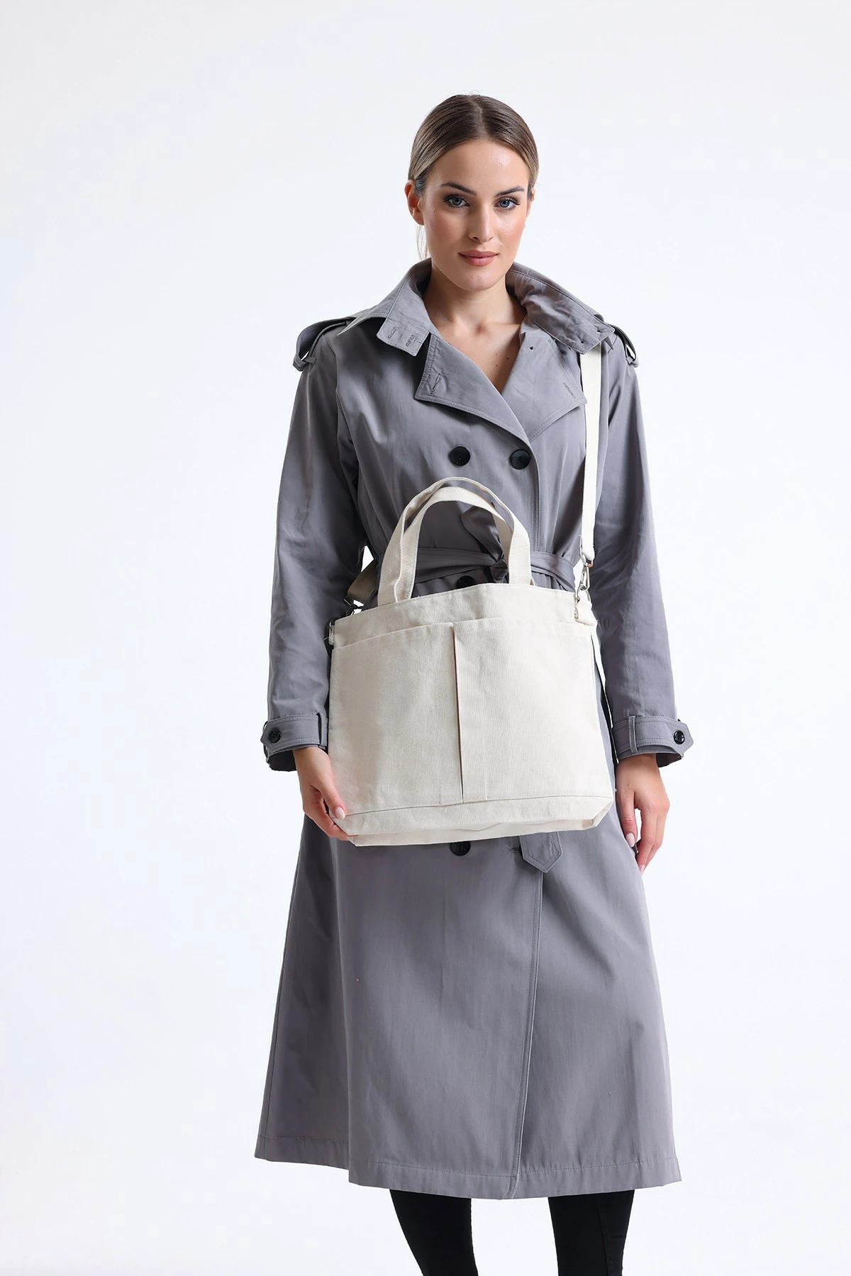 Çantë tote Zoozie Bags, krem, 2062