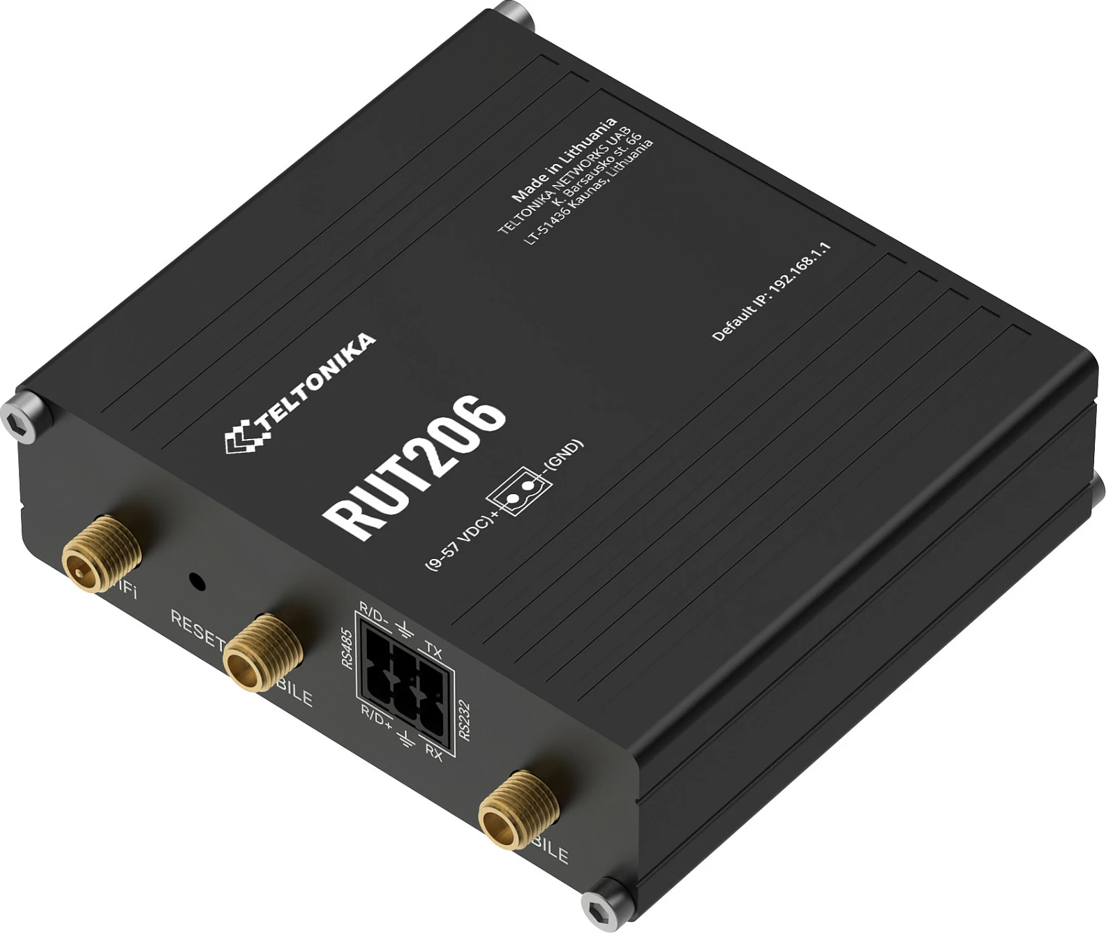 Ruter industrial Teltonika RUT206, 4G LTE Cat4, Wi‑Fi 4 2.4GHz, 2x LAN, PoE, i zi
