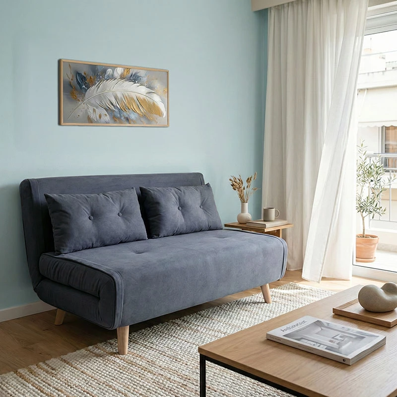 Divan-krevat dy vendësh, stof anthracite, 122x80x81cm