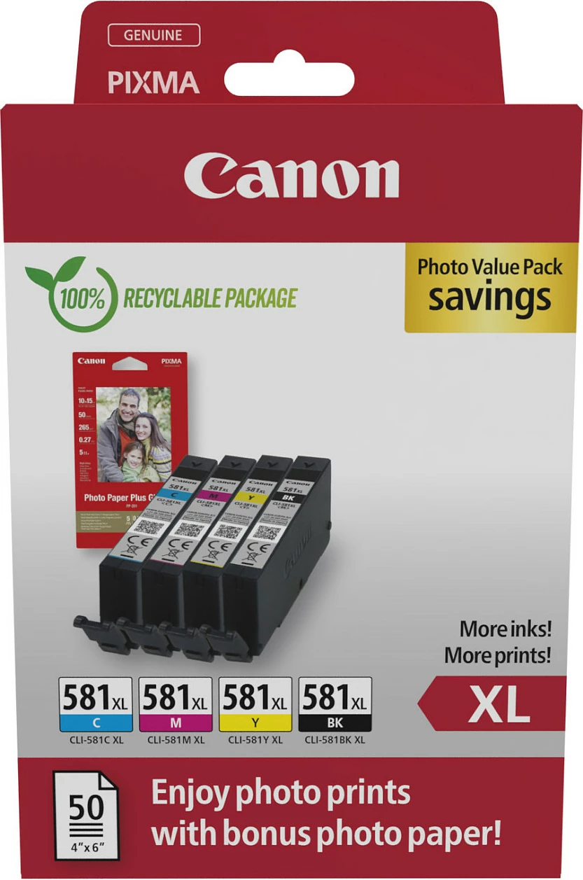 Kasë Canon 2052C006, High (XL) Yield, Black, Cyan, Magenta, Yellow, 8.3 ml, 8.3 ml, 4 pc(s), Photo value pack
