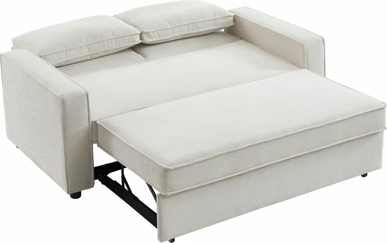 Kubo divan shtrat 3 vende, ngjyrë e bardhë e çelët, 172x90x89