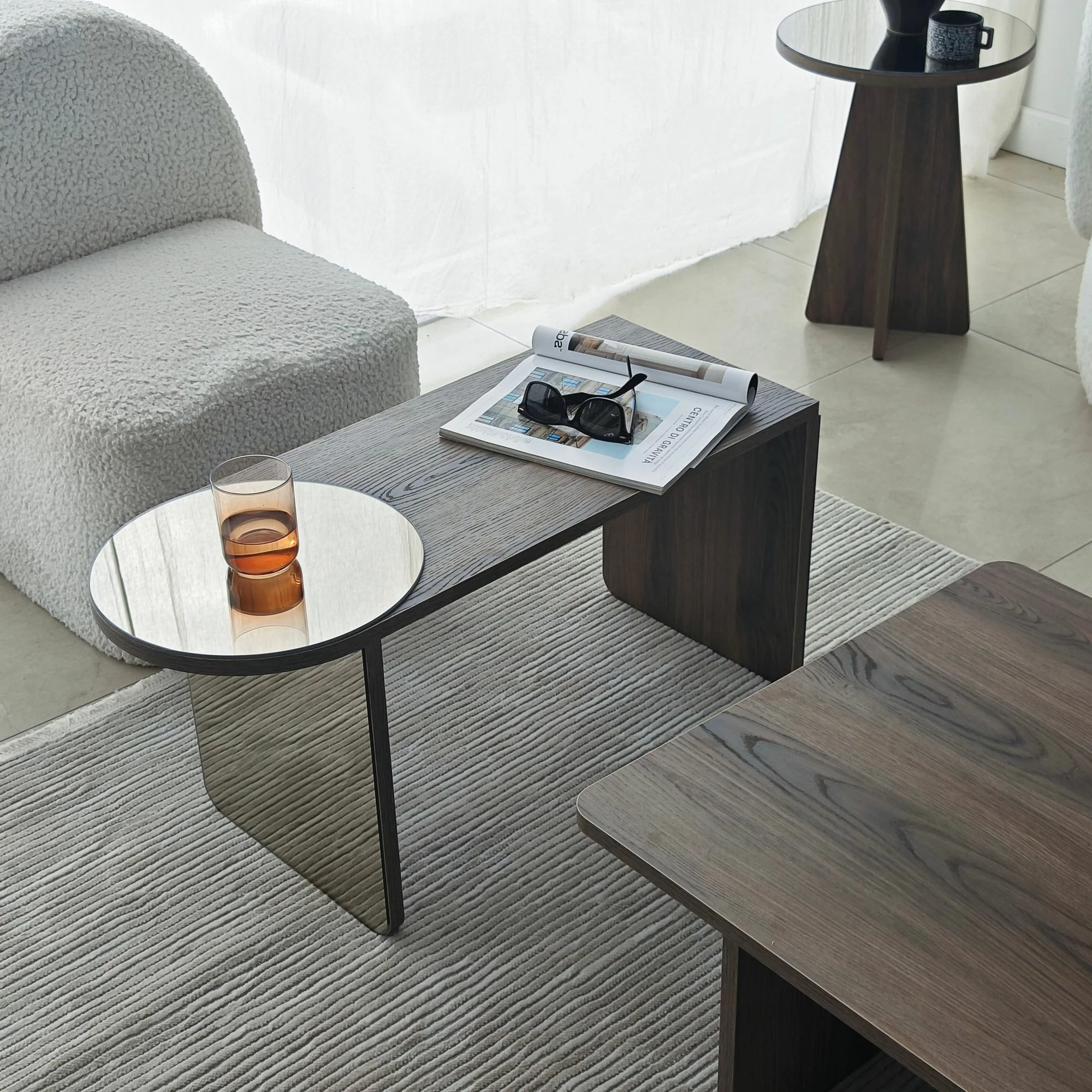 Set tavolinash kafeje Skye Decor, Luna 4, bronzie, walnut