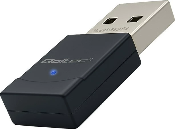 Adapter WiFi 6 me Bluetooth, Qoltec 56984, 900 Mbps, USB 2.0, mini, i zi