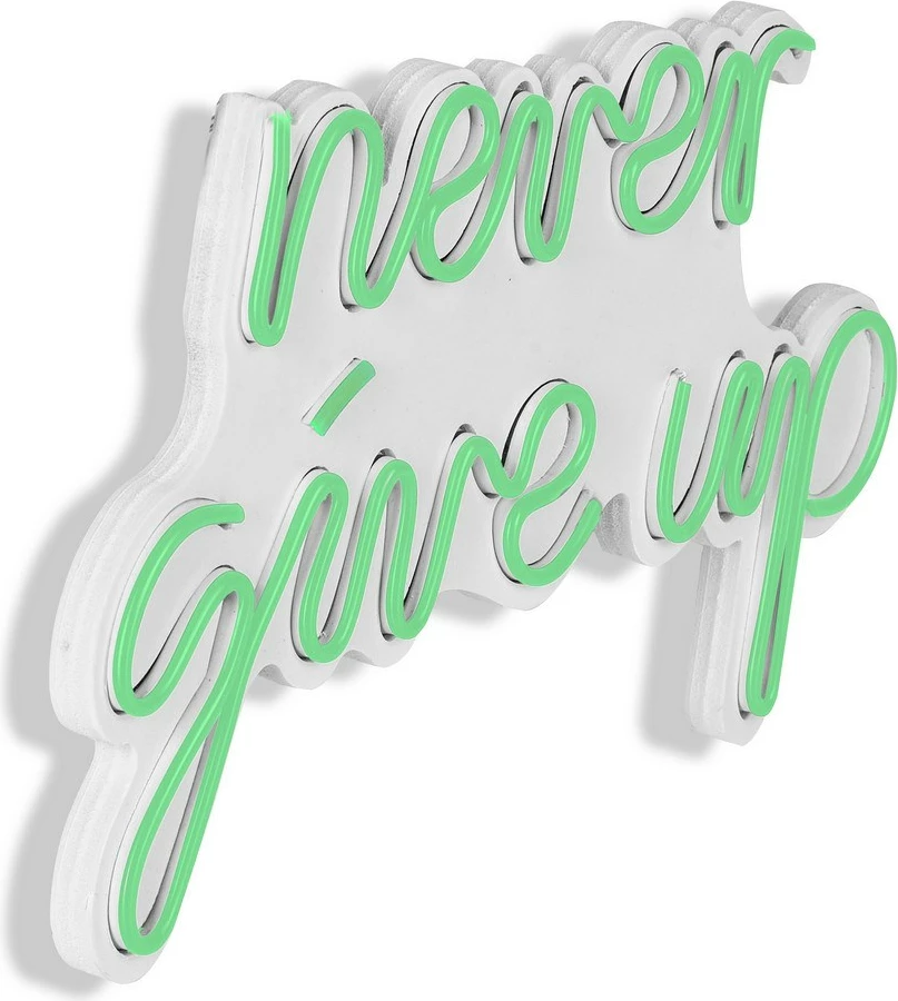 Dritë dekorative plastike LED, 'never give up', ngjyrë e gjelbër