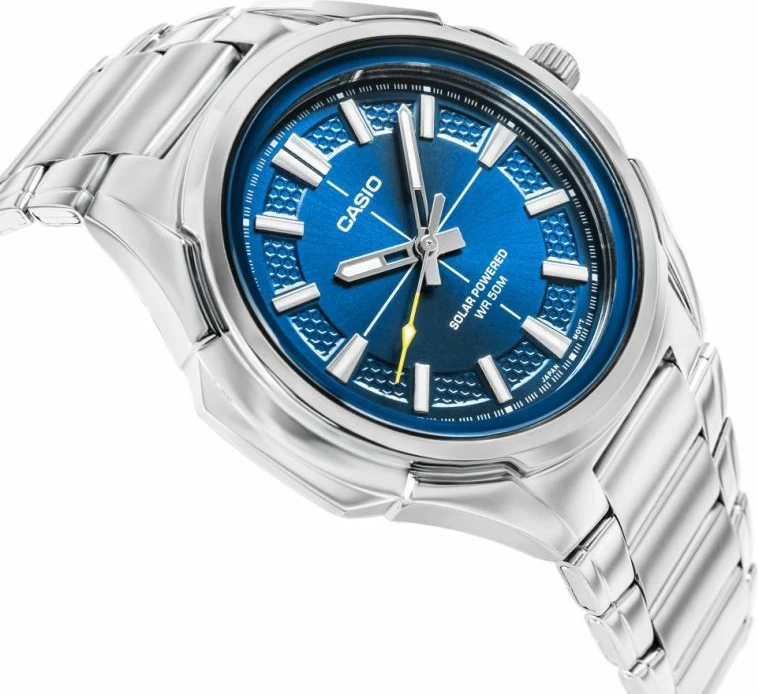 Orë dore për meshkuj CASIO, argjend me blu