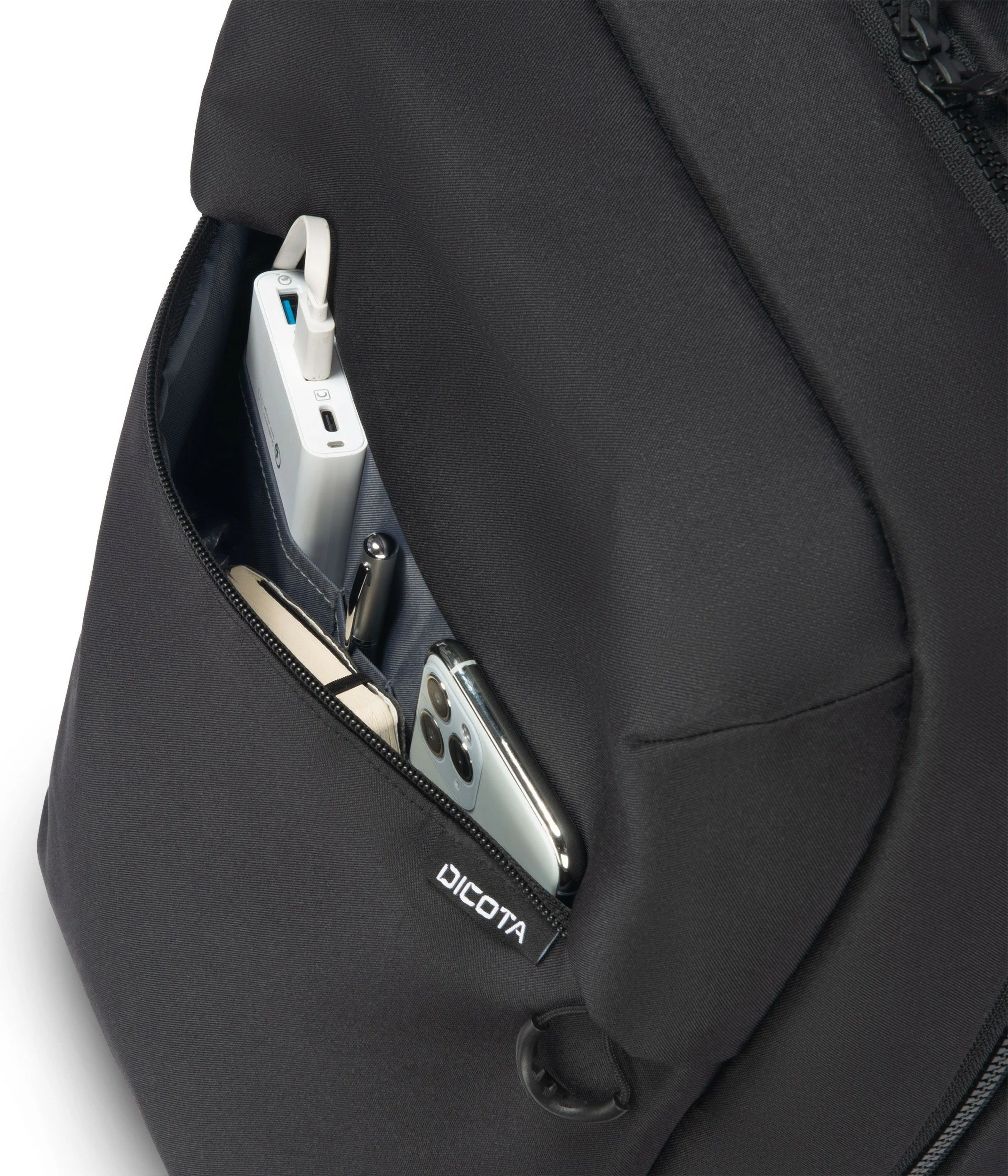 Çantë shpine DICOTA D32115-RPET, 16", rrip supi, e zezë