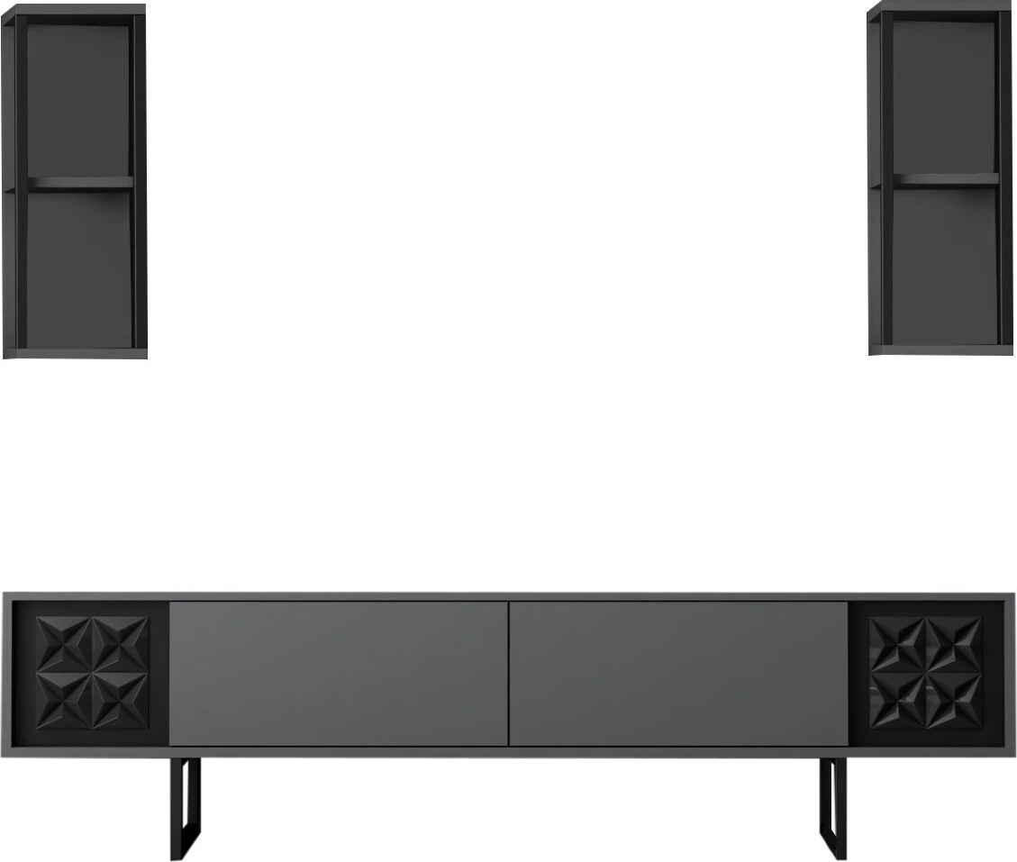 Set mobiljesh për dhomë dite Skye Decor, linjë e zezë, anthracite, e zezë