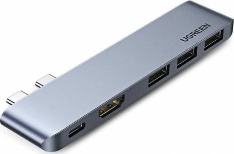 Docking station Ugreen 60559 5-në-1 USB-C për MacBook me HDMI 4K, 2x USB-A, USB-C Power Delivery, 10Gbps, gri
