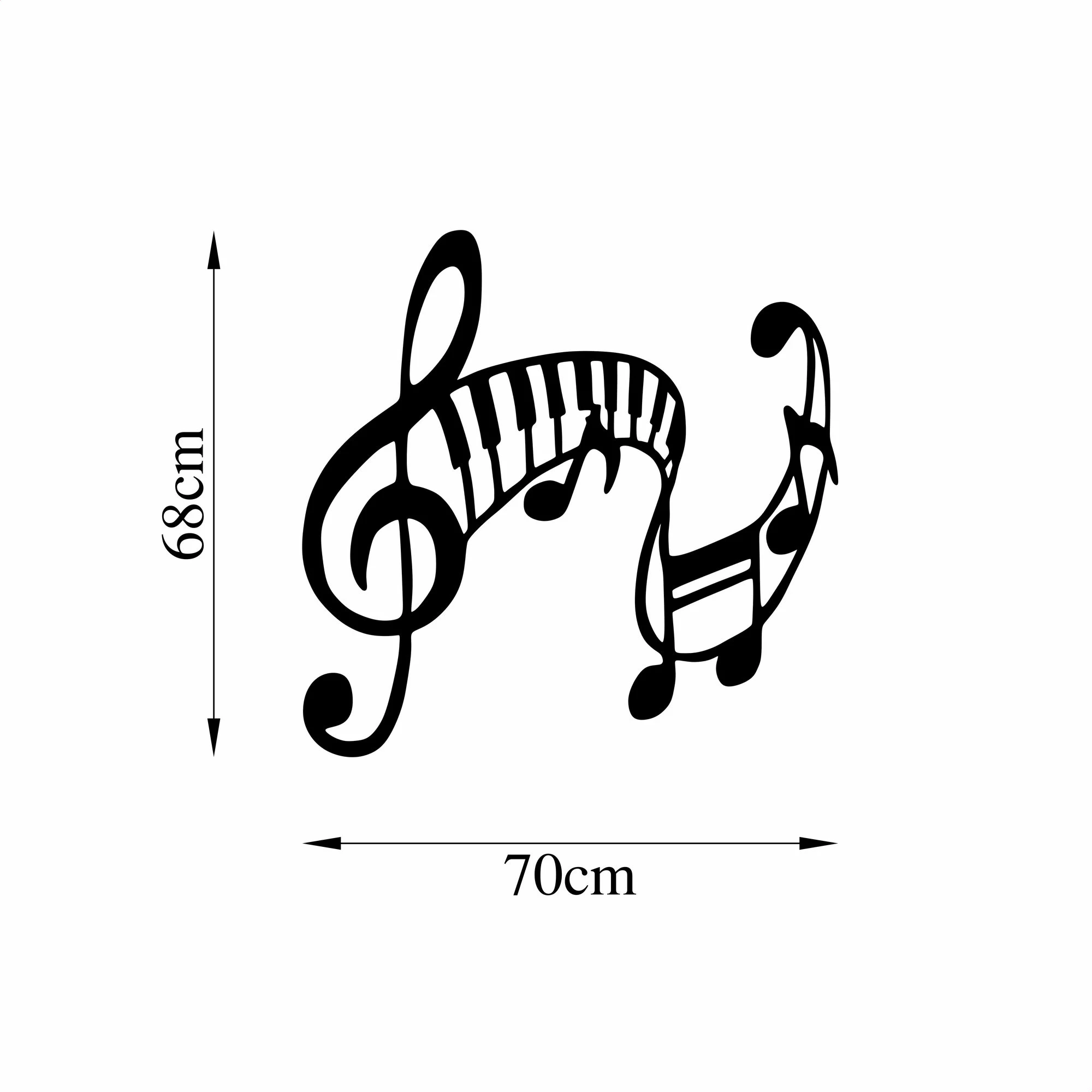 Aksesor dekorativ muri prej metali, motiv muzikor, ngjyrë e zezë, 70x68cm