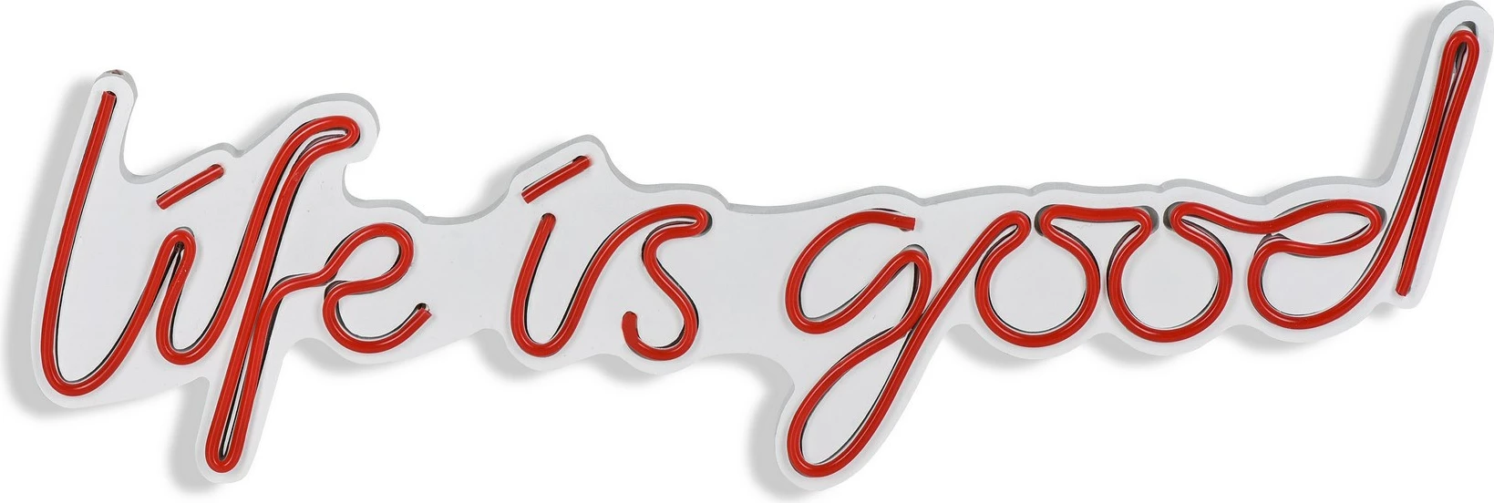 Dekor ndriçues LED plastik, 'Life is good', ngjyrë e kuqe