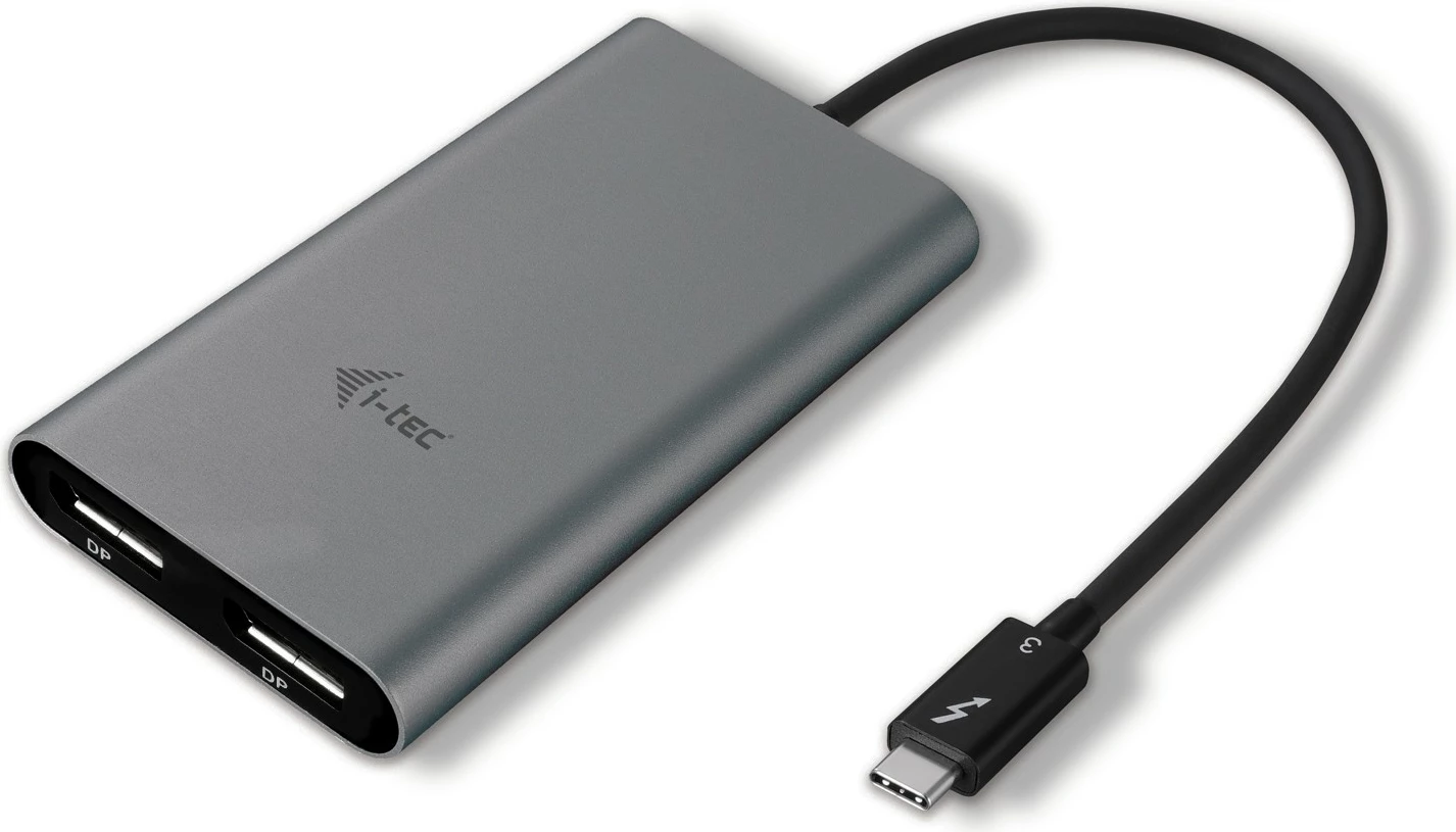 Adapter video I-Tec TB3 Dual DP, Thunderbolt 3, dy porta DP, gri