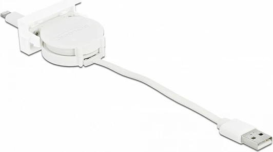 Kabllo USB-A në Lightning DeLOCK Easy 45, tërheqëse 0.62 m, USB 2.0, e bardhë