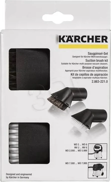 Set furçash për fshesë me korrent, Karcher 2.863-221.0, 2 copë me fije të forta dhe të buta, kompatibile me fshesat multi-purpose Karcher, e zezë 6