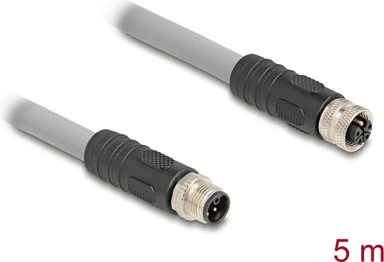 Kabllo sensori DeLOCK 80541, M12 mashkull/femër, 5 m, RST, gri