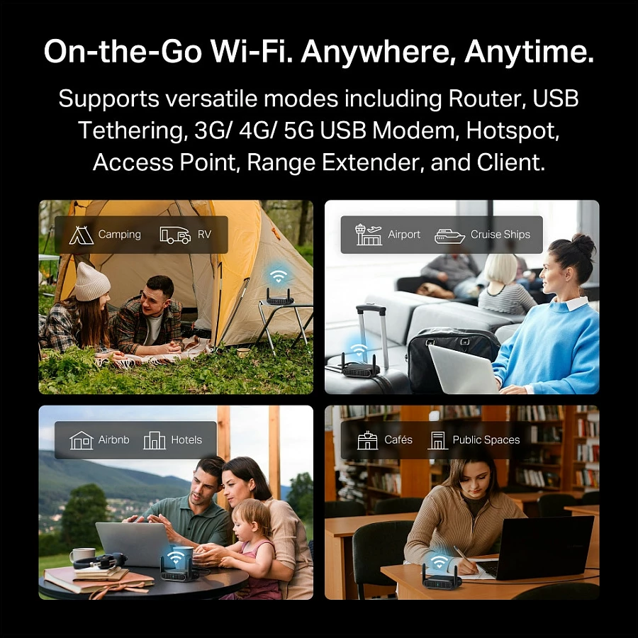 Router portativ TP-Link TL-WR3602BE BE3600, Wi‑Fi 7 dual-band, 2.5GbE, USB 3.0, i zi