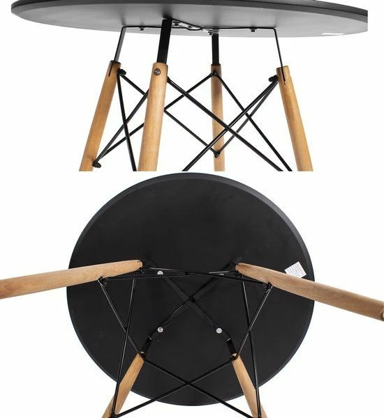 Tavolinë e rrumbullakët Mufart ETT 80cm MDF, këmbë ahu, e zezë