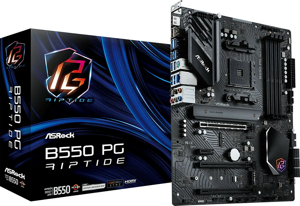 Pllakë amë ASRock B550 PG Riptide, ATX, për Ryzen, 128GB DDR4, Ethernet 2.5G