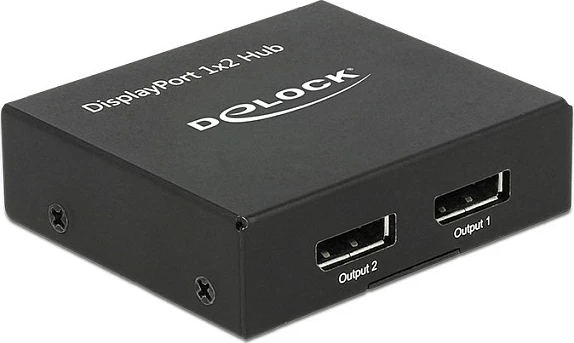Splitter DisplayPort DeLOCK 87691, 1x DP në 2x DP, 4K 60Hz, i zi