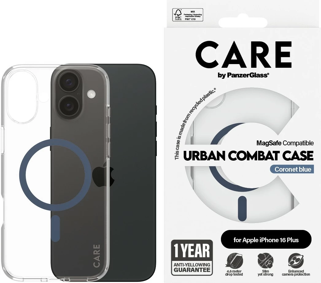 Mbështjellës PanzerGlass CARE Case Flagship MagSAFE për iPhone 16 Plus, transparent