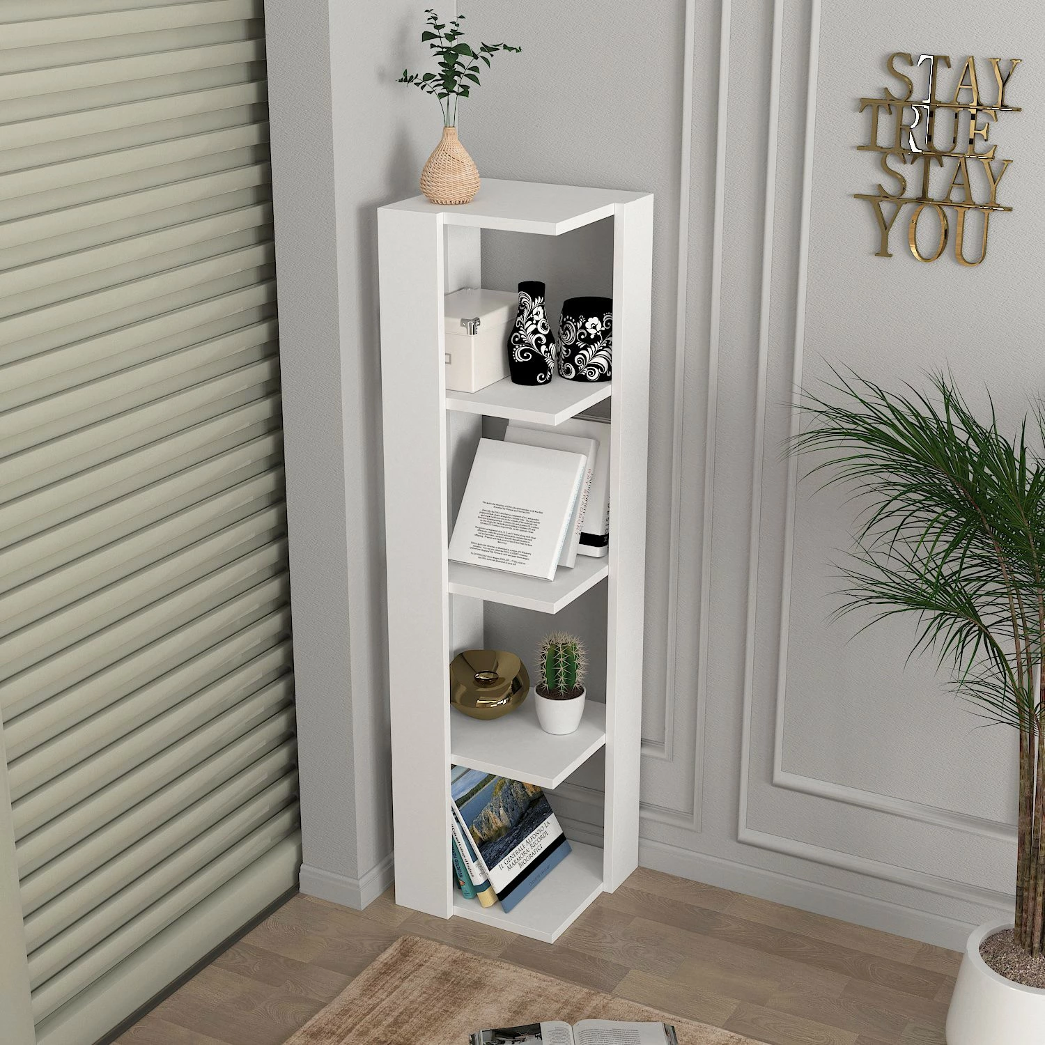 Raft librash Hanah Home, Venita, i bardhë