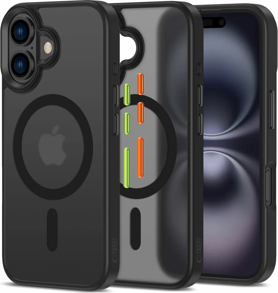 Mbështjellës Tech-Protect MagMat Magsafe 3-set për iPhone 16, Mat i zi